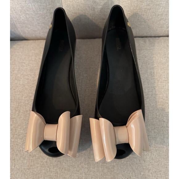 Melissa Bow Black ‘Ultragirl Sweet IX' Flats Size 9 - Picture 1 of 9